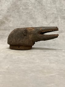 NIGERIAN EKOI PEOPLES STYLIZED CROCODILE HEAD MASK. - Length approximately: 11.5 inches.
