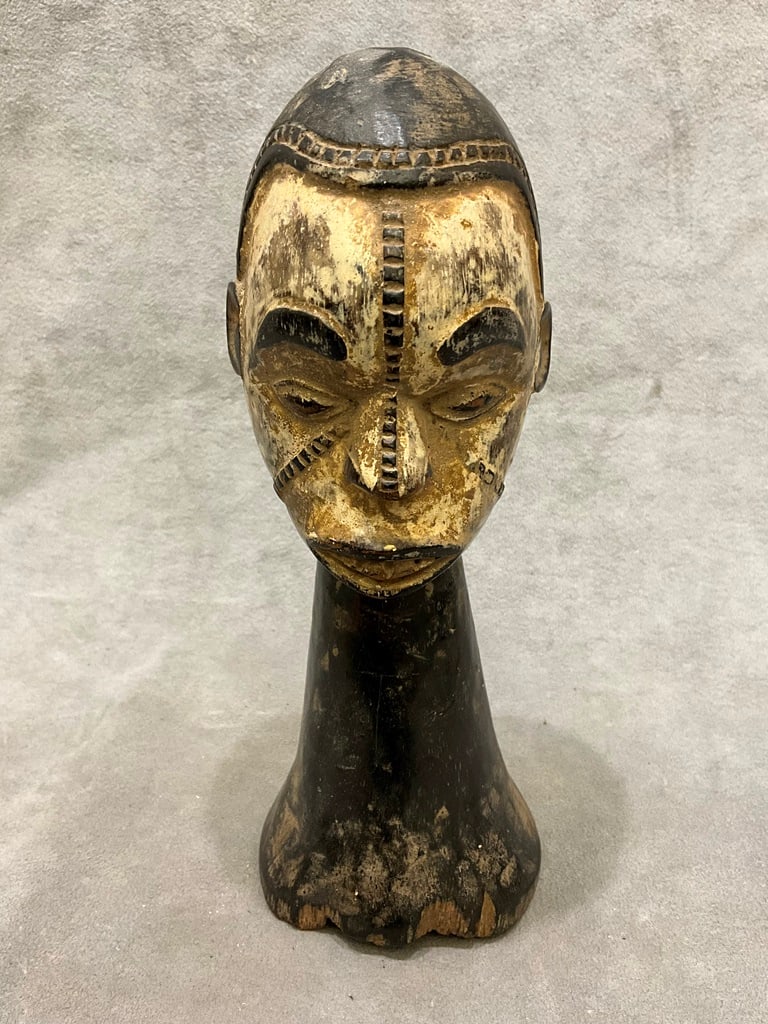 NIGERIAN IGBO PEOPLE MALE DANCE HEAD CREST STATUE. - Height: 9 inches. (1 of 11)