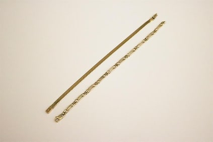 TWO ITALIAN 14K YELLOW GOLD BRACELETS,