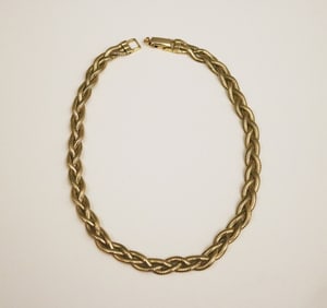 14K YELLOW GOLD BRAIDED SNAKE CHAIN CHOKER.