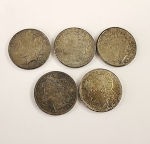 FIVE  U.S. SILVER DOLLARS.