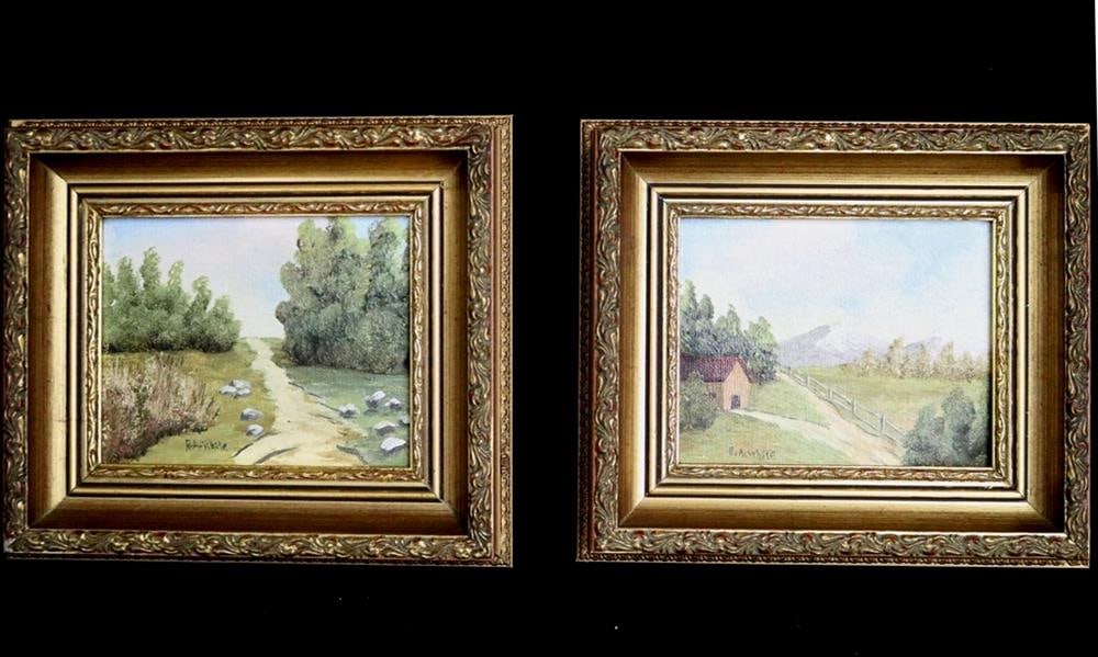 AMERICAN SCHOOL (20th century). Two Works: Pastoral Landscapes, Oil on canvas-board. Each one signed (1 of 14)