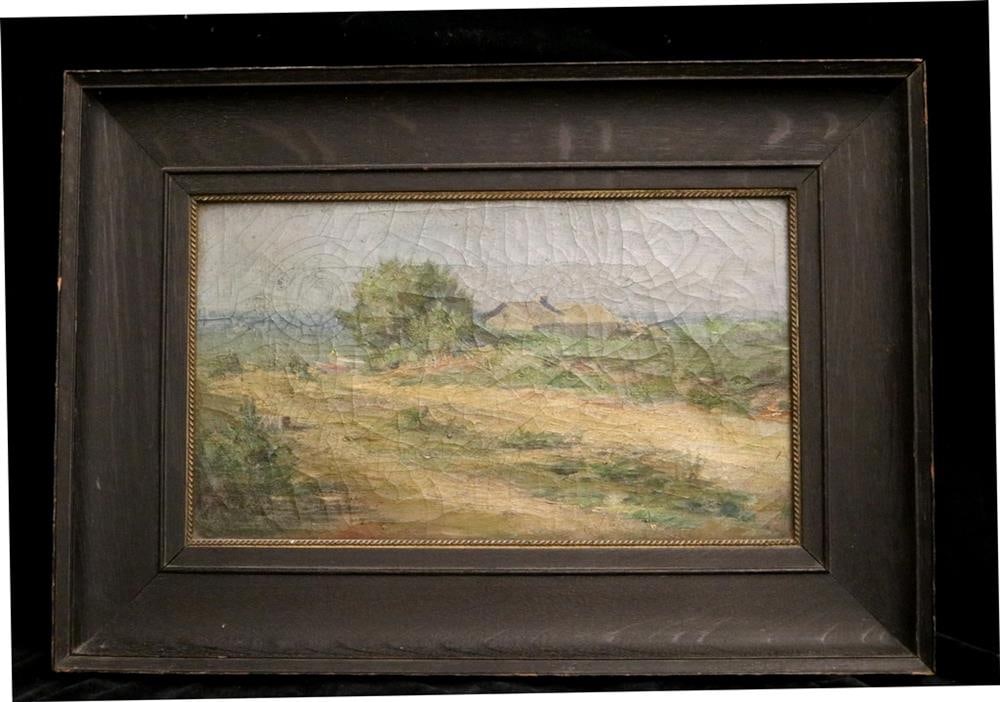 AMERICAN SCHOOL (late 19th century). Winding Road through a Field, Oil on canvas. Unsigned. Framed. (1 of 20)