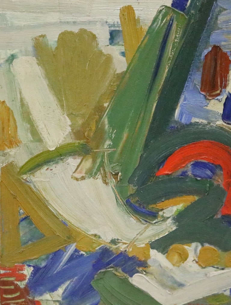 MYRNA HARRISON (Arizona/Massachusetts, b. 1932). "Untitled", circa 1956, Signed lower right. Oil on: MYRNA HARRISON (Arizona/Massachusetts, b. 1932). "Untitled", circa 1956, Signed lower right. Oil on canvas board. - 24 in. x 31 in.