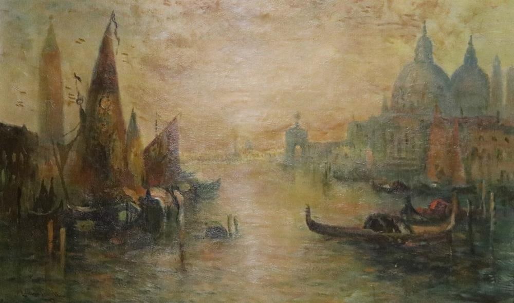 LUCIEN WHITING POWELL (American, 1846-1930). VENETIAN CANAL SCENE, sigend and dated '17 lower left. (1 of 20)