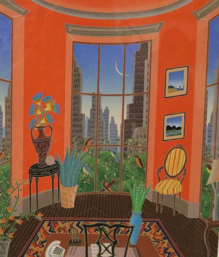 THOMAS MCKNIGHT (American, b. 1941). Wall Street Office, Serigraph from the 1984 "Manhattan Suite" (1 of 8)