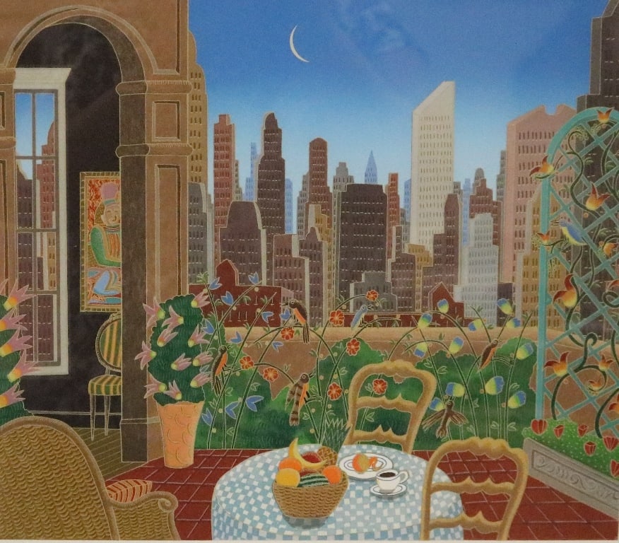 THOMAS MCKNIGHT. (American, b. 1941). Beekman Place Penthouse, Serigraph from the 1984 "Manhattan (1 of 8)