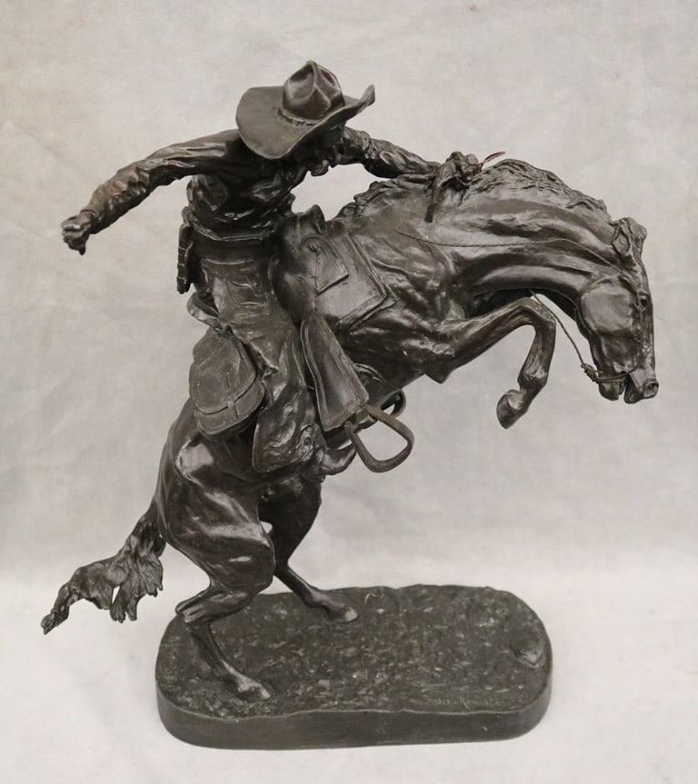 AFTER FREDERIC REMINGTON, The Broncho Buster. - height: 22.5 inches. (1 of 7)