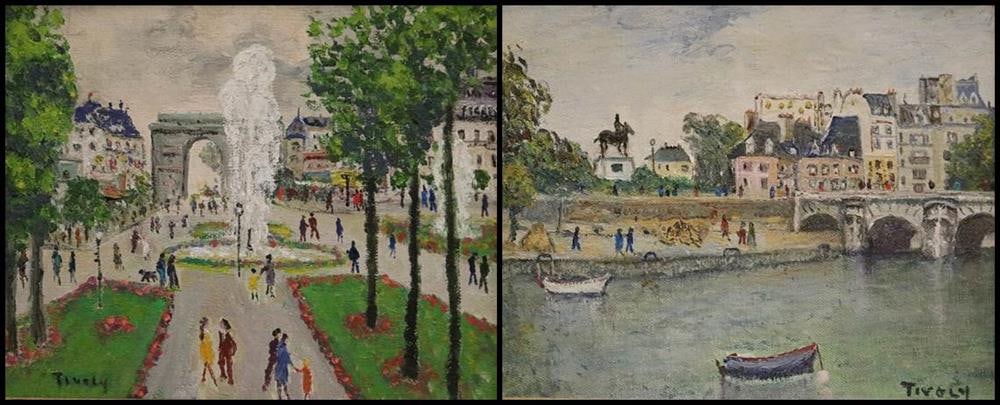 TIVOLY (French, 20th century). TWO FRENCH STREET SCENES, Both signed. One lower right, one lower (1 of 17)