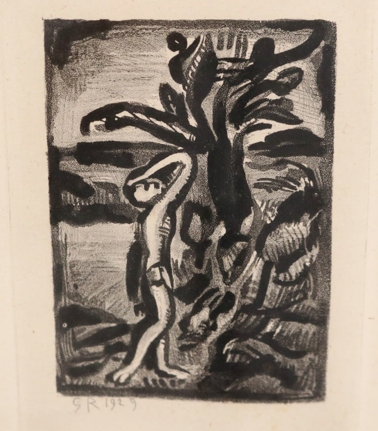 GEORGES ROUAULT (French, Georges Rouault (). Native, Fruit Picker, 1929, Etching with a plate: GEORGES ROUAULT (French, Georges Rouault (). Native, Fruit Picker, 1929, Etching with a plate signature: "GR 1929." Etching was likely published in the "Edition Ambroise Vollard" (Société des Amis d