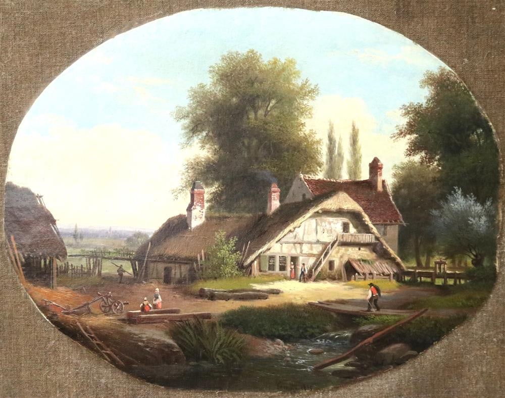 NORTHERN CONTINENTAL SCHOOL (19th century). Coming Home from the Hunt, Oil on canvas. Unsigned.: NORTHERN CONTINENTAL SCHOOL (19th century). Coming Home from the Hunt, Oil on canvas. Unsigned. Unframed. - Sight: 12 x 16 in.; Frame: 16 x 20 in.
