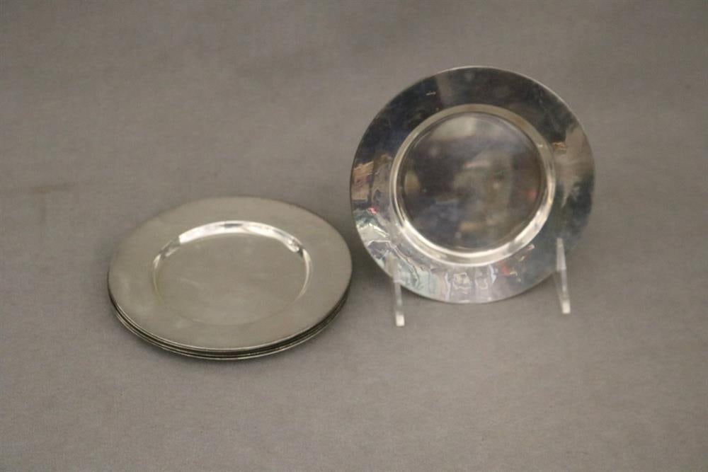 SET SIX OLD NEWBURY CRAFTERS STERLING SILVER BREAD AND BUTTER PLATES WITH HAND-HAMMERED SURFACE (1 of 3)
