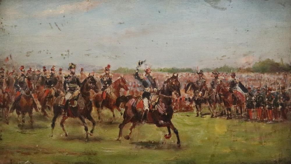 ATTRIBUTED TO PAUL PERBOYRE (French, 19th century). Napoleon's Imperial Army Advancing, Oil on (1 of 5)