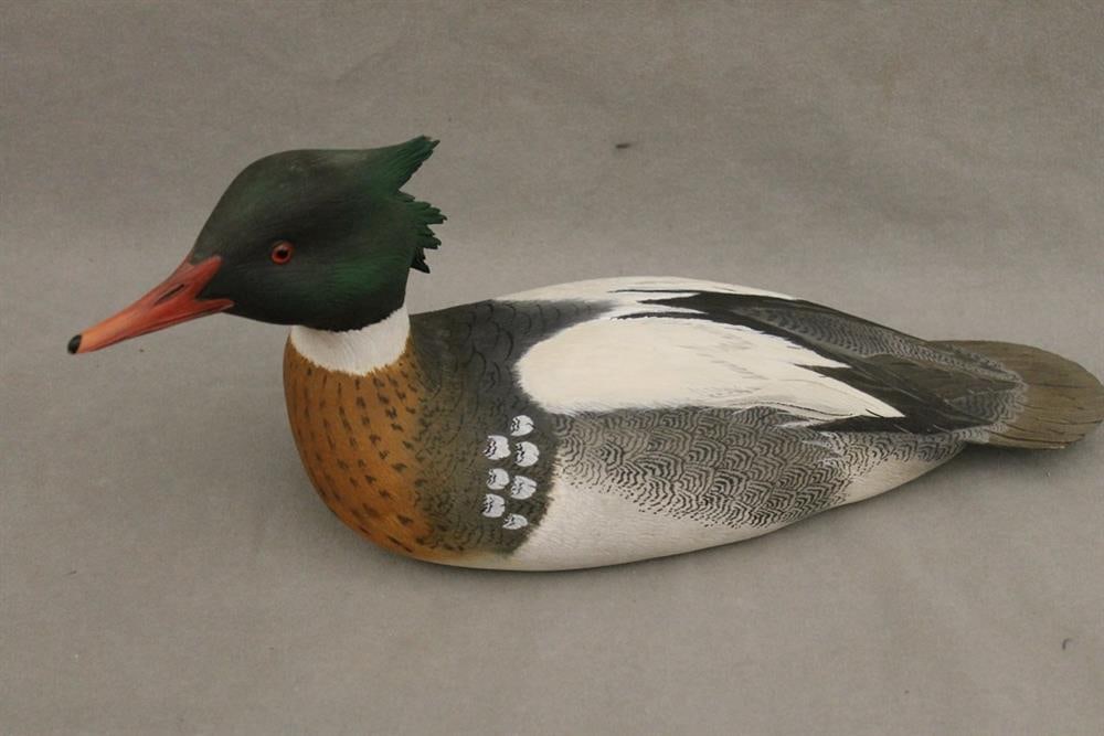 SIGNED DANNY MARSHALL '88 CARVED AND PAINTED DUCK DECOY. - L; 19 in. (1 of 5)