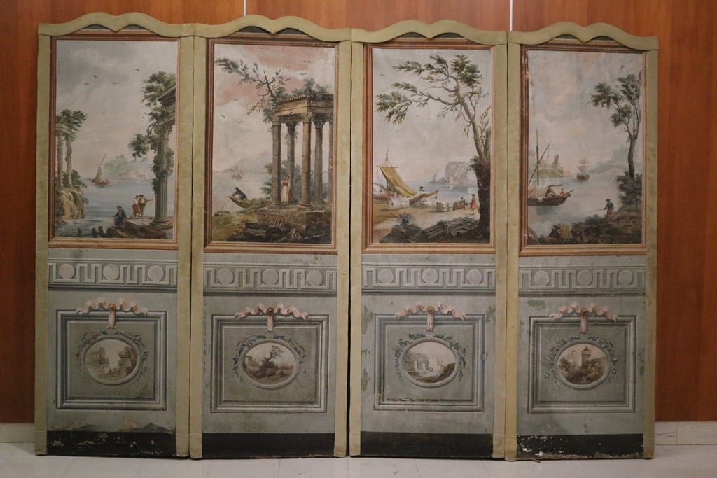 PAIR OF LATE 18TH CENTURY FRENCH LOUIS XVI, PAINTED, TWO-FOLD FLOOR SCREENS, Made ca. 1780. - Each (1 of 20)
