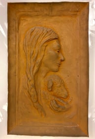 RETHA WALDEN GAMBARO (1917-2013; act. Arizona, DC). INDIAN WOMAN WITH LAMB, 1976, Signed and dated