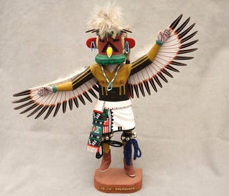 SIGNED HENRY "H. H." SHELTON KACHINA DOLL FROM PUEBLO NATIVE TRIBE, - Height: 13.5 inches.