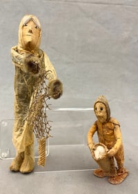TWO ALASKAN NATIVE DIORAMA DOLLS, - Height (tallest doll): 12 inches.