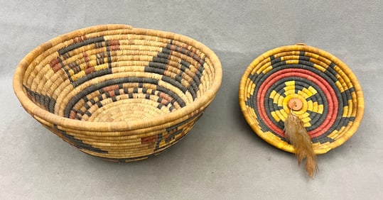 TWO ASSORTED NATIVE AMERICAN COILED BOWLS, - Height (large bowl): 6.5 inches.