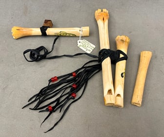 PACIFIC NORTHWEST COAST KWAKWAKA'WAKW (KWAKIUTL) CEREMONIAL BONE WHISTLE, HAMATSA SOCIETY,