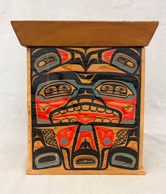 PACIFIC NORTHWEST COAST FIRST NATIONS BENTWOOD OR CHIEF'S STORAGE BOX. - Height: 14 inches; width: