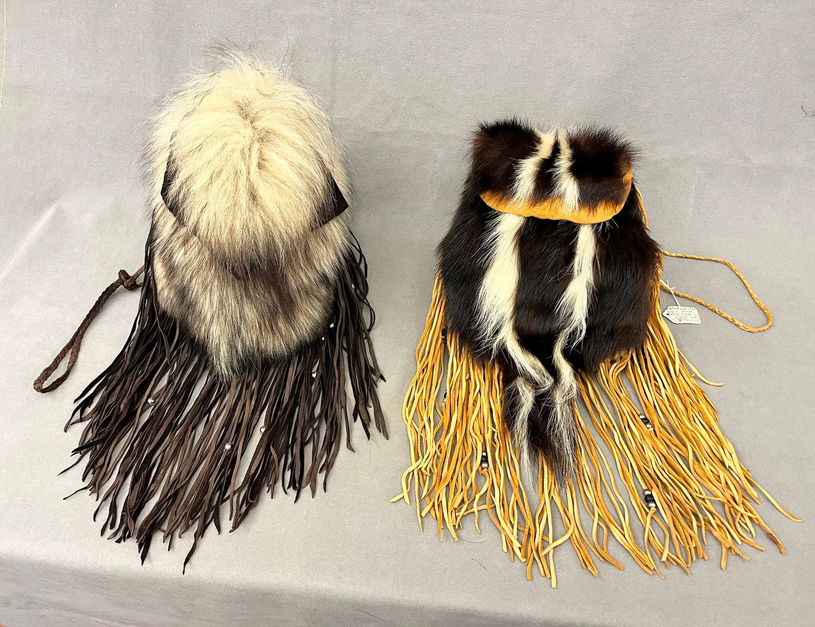 TWO NATIVE AMERICAN BLACKFEET (OR BLACKFOOT) BAGS, - length: 20 inches. (1 of 18)