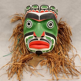 SIGNED JOE PETERS JR. NORTHWEST COAST NATIVE ARTIST SIGNED SEA MONSTER MASK "KOMA-KWA" MASK, -