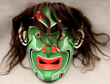 SIGNED BEAU DICK BUKWUS MASK, - Height: 11 inches.