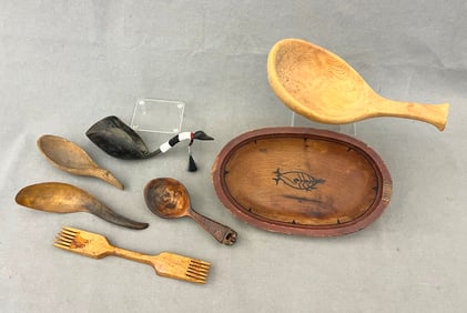 SEVEN ASSORTED NATIVE AMERICAN TRADITIONAL ARTIFACTS,