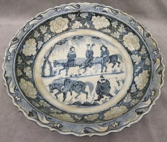 CHINESE BLUE AND WHITE PORCELAIN CHARGER. - D; 17 3/4 in.