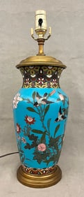CHINESE CLOISONNE BALUSTER-FORM VASE MOUNTED AS TABLE LAMP, early 20th century. - Vase portion, H: