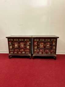 PAIR OF KOREAN ELMWOOD CHESTS WITH INSET PANELS (HWAGAK HAEM). - H: 24 in. W: 25 1/2 in.; D: 15 1/2