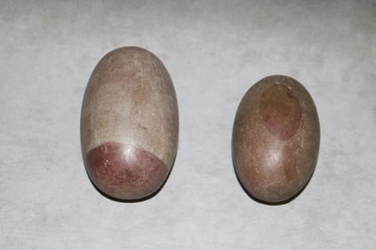 GROUP TWO SHIVA LINGA STONES,