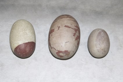 GROUP THREE SHIVA LINGA STONES,