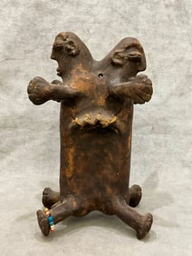 NIGERIAN MBUTI PEOPLES MAMBILA JANUS DUAL-FACED FIGURE. - Height approximately: 10.5 inches.