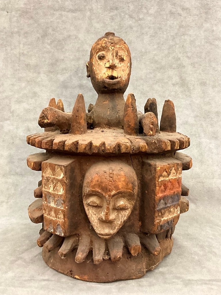 NIGERIAN IGBO PEOPLE IKENGA HELMET, - Height:. (1 of 17)