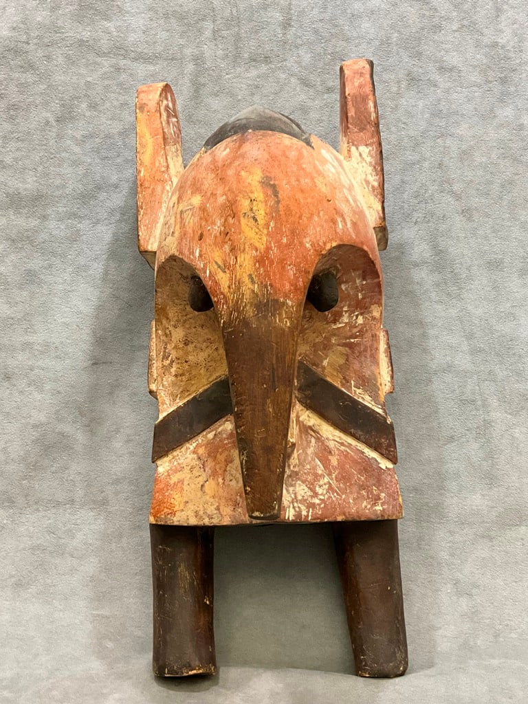 NIGERIAN IGBO IZZI OGBODO ENYI HELMET MASK, - Height approximately: 19 inches. (1 of 13)