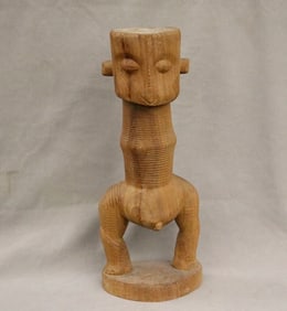 NIGERIAN CONTEMPORARY CARVED WOODEN STATUE. - Height: 21 inches.