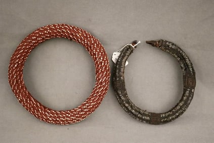 NAMIBIAN HIMBA PEOPLE NECK RINGS, - Diameter: 10 inches.