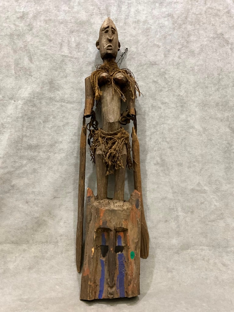 MALIAN DOGON SATIMBE MASK SURMOUNTED WITH ARTICULATED FEMALE FIGURE. - Height approximately: 32 (1 of 15)