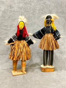 IVORY COAST DAN PEOPLES STILT DANCING STATUES. - Height approximately: 17 inches.