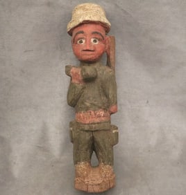 IVORY COAST BAULE PEOPLES WESTERN STYLE COLORFUL STATUETTE. - Height: 15 inches.