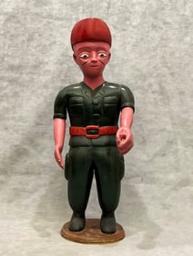 IVORY COAST BAULE PEOPLES WESTERN STYLE COLORFUL STATUE. - Height approximately: 19 inches.