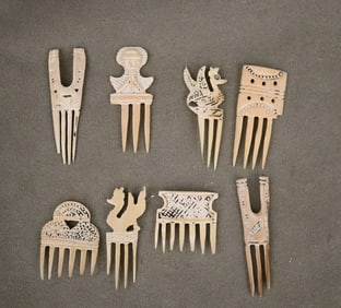 IVORY COAST BAULE AKAN COMBS, - Average height: 2.5 inches.