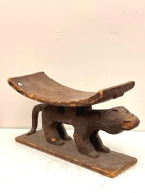 GHANIAN ASHANTI PEOPLE "OSEBA DWA" STOOL. - Height: 15 inches / length: 26 inches.
