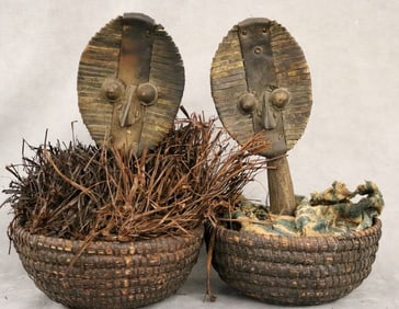 GABONESE KOTA RELIQUARY MAHONGWE FIGURES, - height: 12 9nches.