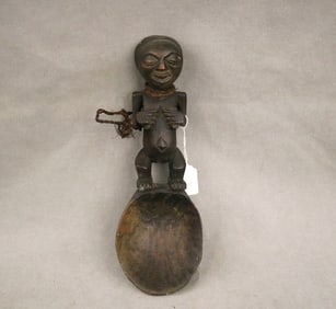 CONGOLESE LUBA PEOPLE FEMALE WOODEN SPOON,