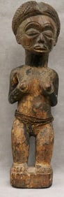 CONGOLESE LUBA FEMALE FIGURE OR ANCESTOR STATUE. - height: 13.75 inches.