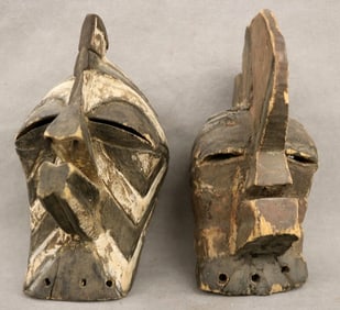 CONGOLESE BWADI BWA KIFWEBE SONGYE KIFWEBE MASKS. - Height: 7.75 inches.