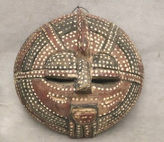 CONGOLESE BALUBA LUBA CARVED WOODEN MASK, - Diameter:.
